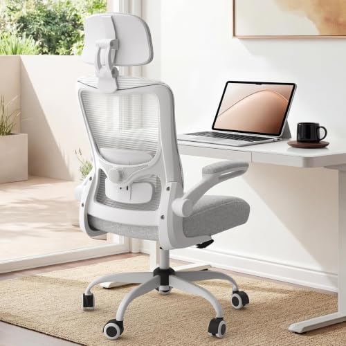 Image of Ergonomic Office Chair for Long Hours, Adjustable Padded Lumbar Support for Lower Back Relief, 330 lb Capacity, Comfortable Computer Desk Chair for Home Office, Work & Study
