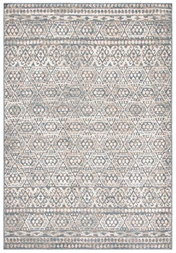 SAFAVIEH Pyramid Collection Area Rug - 8' x 10', Ivory & Charcoal, Moroccan Boho Tribal Design, Non-Shedding & Easy Care, Ideal for High Traffic Areas in Living Room, Bedroom (PYR260A)