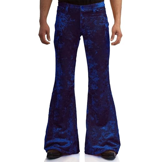 EVEDESIGN Mens Bell Bottom Velvet Pants 60s 70s Disco Outfits for Men Vintage Flared Jeans