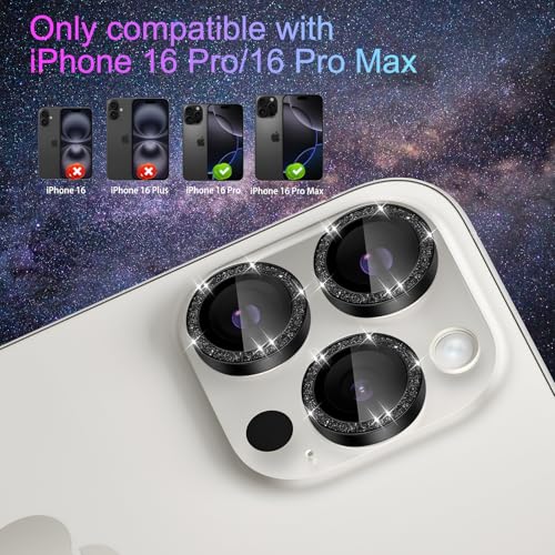 Protecteur d'objectif iPhone 16 Pro Max bague noire pour éviter les rayures