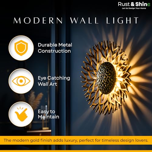 Image of Rust & Shine Wall Light for Home Decoration Antique Brass Modern Decorative Wall Lamp for Living Room & Bedroom Wall Mounted Light Bedside Wall Light Fancy Indoor Lighting