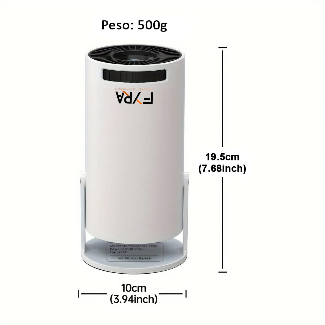 FYRA Mini projecteur portable avec Android 11, WiFi 6, pivotant à 180°, support 4K 1080P Full HD, 8000L, Bluetooth 5.0, LED LCD, HDMI, sans fil, Home Cinéma, activités de plein air