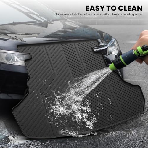Image of LASFIT Cargo Mat for Toyota Camry 2015-2017 (Only Fit Gas, Not Fit Hybrid) | Not Fit Hybrid, All Weather Custom Fit Anti-Slip Pet Friendly Easy Clean TPE Trunk & Backrest Mats for 7th Gen Camry, Black