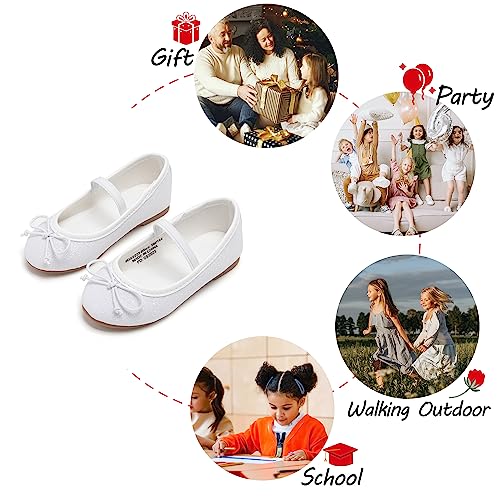 Toddler Flower Girl Dress Shoes - Little Girl Ballet Flats Elastic Straps Wedding Party 6