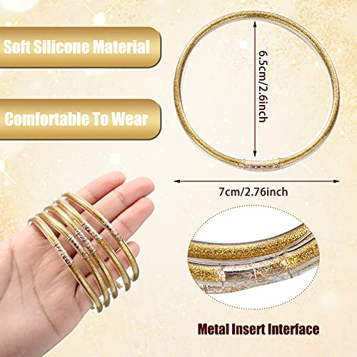 Kigeli 20 Pcs Glitter Jelly Bangles Bracelets Set for Buddha Girl, Glitter Filled Jelly Gold Buddha Bracelets for Summer Women Birthday, Mother's Day, Bridal Wedding Party - Image 5