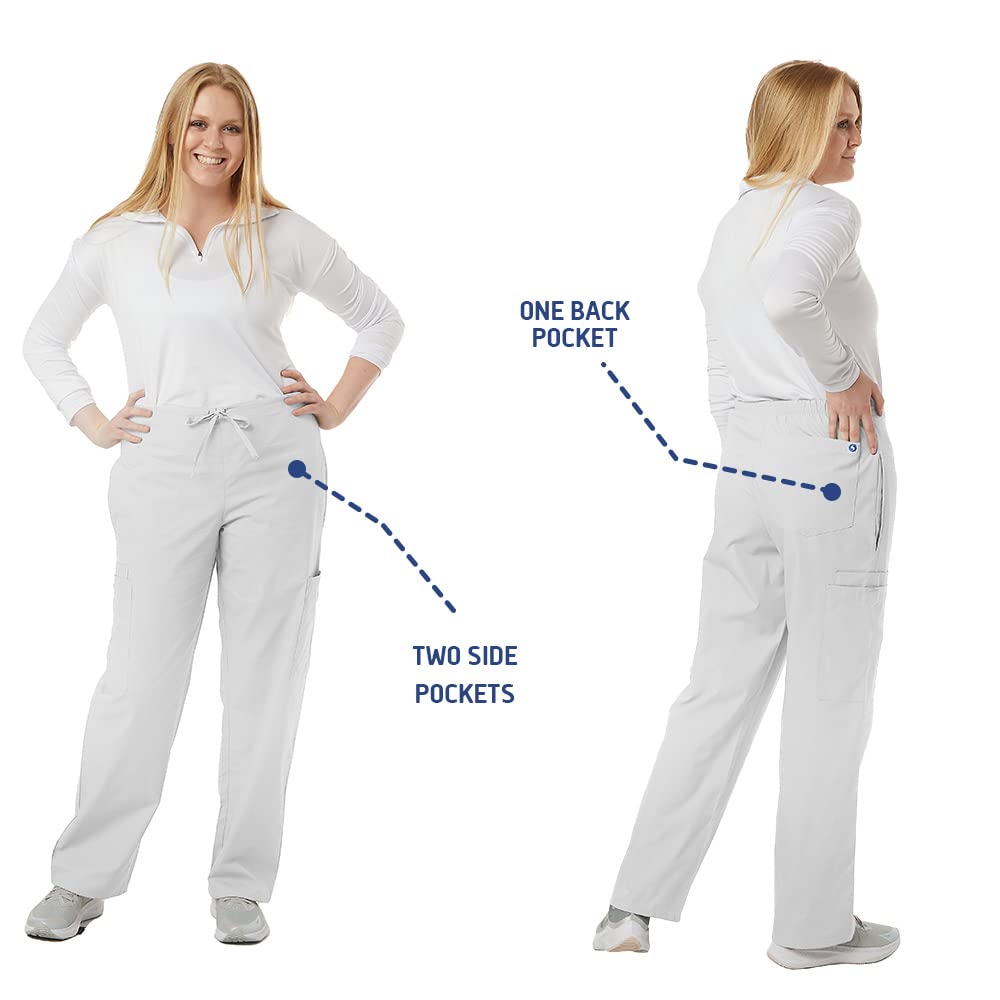SPECTRUM UNIFORMS Unisex Scrub Pant Cargo Pant | Elastic and Drawstring Waist Soft Fabric Ideal for Medical Professionals Lab Work Wear Nurse Pant White