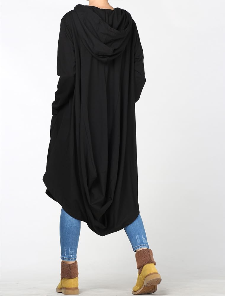 FTCayanz Robe tunique midi à manches longues avec poches pour femme