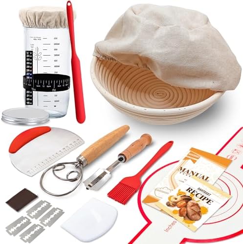 Complete Sourdough Starter Kit, Banneton Bread Proofing Basket wi...