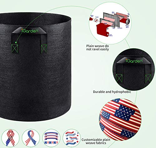 Igarden Grow Bags Tall, 10 Gallon Grow Pots 6 Pack With Handles, Heavy Duty 320G Thickened Nonwoven Fabric Plant Bag For Vegetables #TOP4