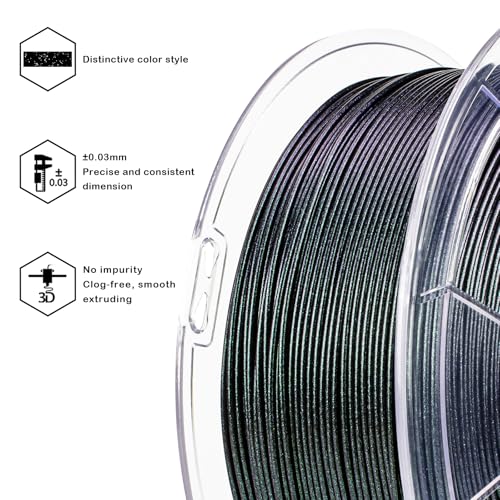 Image of ZIRO Glitter PLA Filament 1.75mm, 3D Printer Filament Super Sparkle PLA, Chameleon Series 3D Printing Material, 2.2lbs Spool, Fit Most FDM Printers, Dimensional Accuracy + /-0.03mm, Fir Green Luster