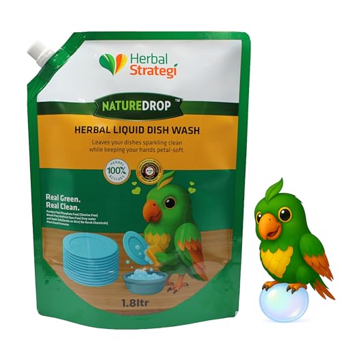 Image of Herbal Strategi NatureDrop Dishwash Liquid - 1.8L | Khanewala Clean - Safe around food | No Harsh Chemicals and No Toxic Residue | Powered by Herbal Actives | Certified EcoFriendly