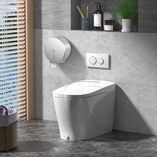 Image of 1Pcs Commercial Jumbo Toilet Paper Dispenser, 9in /22.9cm Roll | Stainless Steel | Wall Mount | Single Roll | 2.5in Core | With Key Lock | Restroom Use