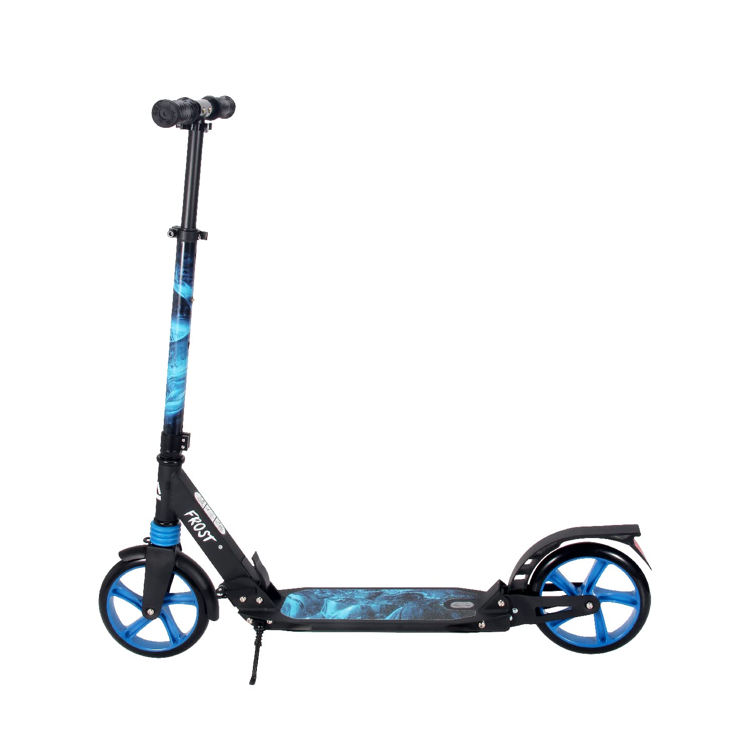 Trottinette Urbaine Pliable réglable à 3 hauteurs, Trottinette avec Grandes Roues, suspensions Avant et arrière, béquille et Sangle de Transport