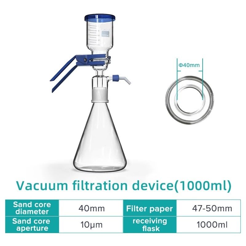 1000ml Vacuum Filter Apparatus Lab Equipment Glass Filter Sand Core Liquid Solvent Membrane Filter with Rubber Tube