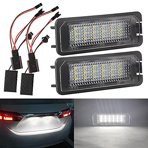 Maimiao 2 Piezas LED Luces de matrícula para coche 18PCS 3528 SMD 12V 6500K CanBus No hay error Xenón Blanco Para VW Golf 4 5 6 Passat POLO PHAETON 12V Cover