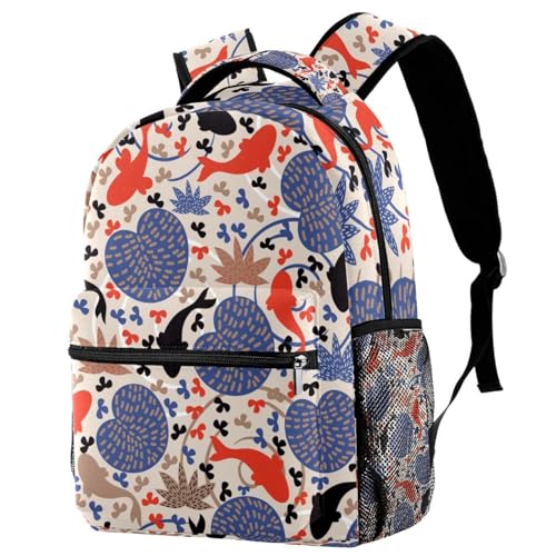 Sac à dos multicolore carpes dans l'étang pour femmes et ados