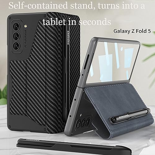 Coque Samsung Z Fold 5 en cuir de luxe avec porte-stylo S - 6