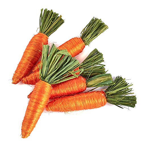 Factory Direct Craft Pack of 12 Orange Dyed Natural Sisal Fiber Artificial Carrots Decor for Easter Spring Decorations or Kitchen Vegetable Displays (4-3/4