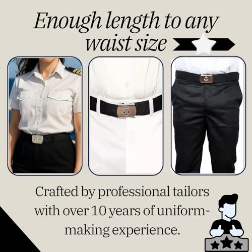 Image of Marine Style Navy Belt | White Nylon Uniform Belt with Adjustable Buckle | Unisex Formal Belt for Cadets, Officers & Crew Parade & Ceremony Accessories