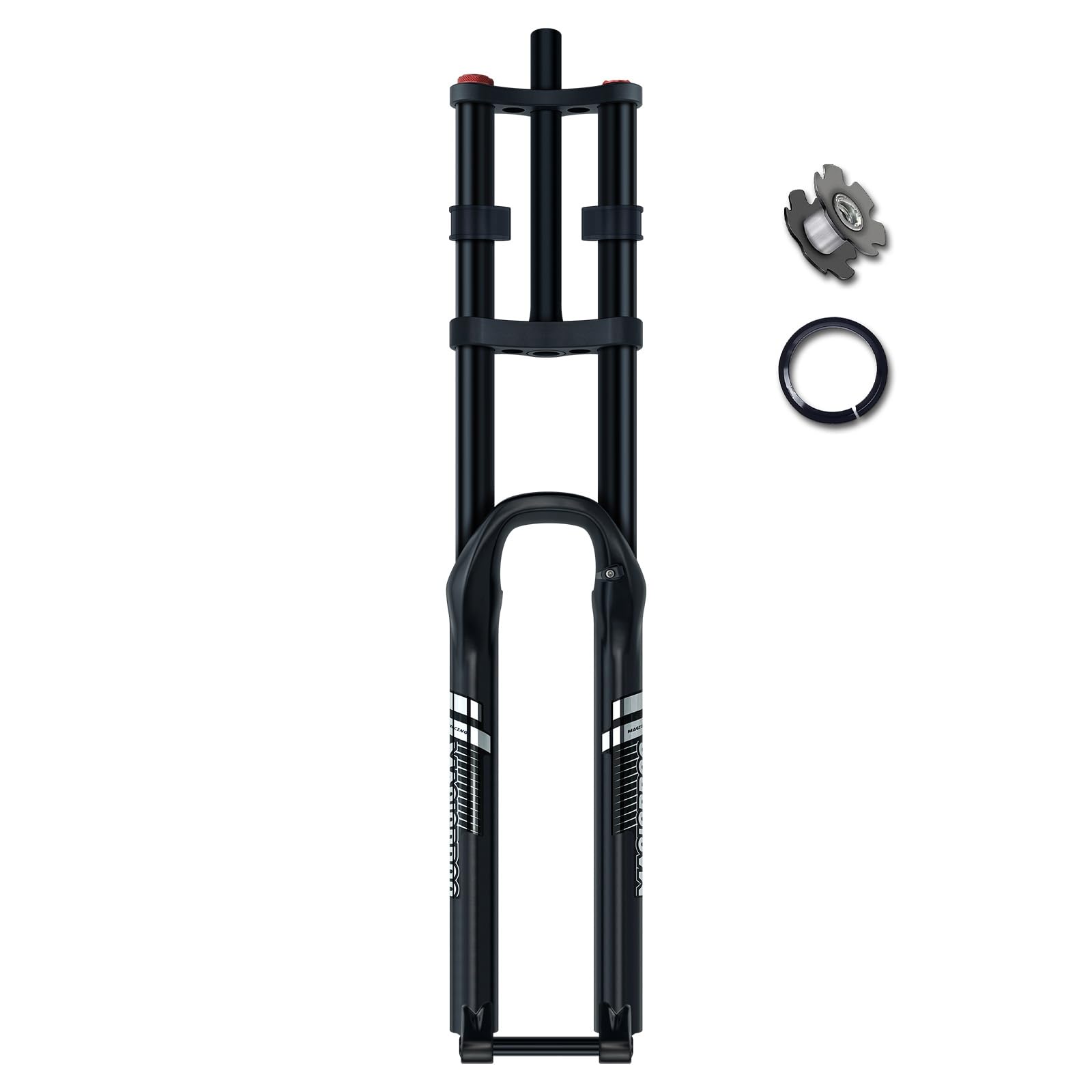 Downhill Mountain Bike Suspension Fork 26/27.5/29 Inch 1-1/8 Straight MTB Air Fork 180mm Travel Double Shoulder Front Fork 15mm Thru Axle/QR 9mm Disc Brake Front Forks Manual Lockout(27.5Black TA)