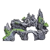 GRGE Aquarium Rock Cave Deko, Harz Deko Aquarium, Aqua Ornaments Steinhöhle, Natur-Optik, Versteck, Aquarienzubehör, Moos Baum Haus 22*7.8*15.6cm