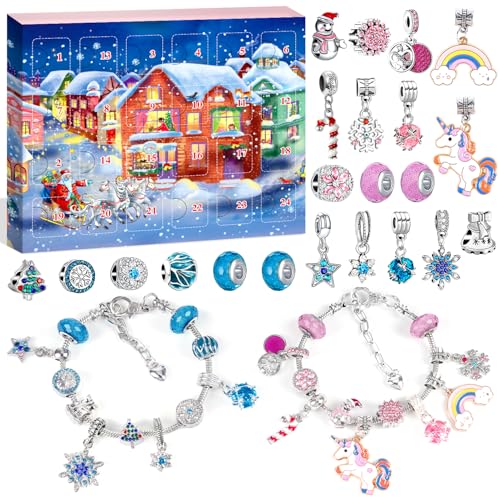 Calendario Adviento Niños Unicornios para Niña: Kit para Hacer Pulseras Niñas Manualidades Niños Juguetes Regalo Niña 4 5 6 7 8 9 10+ Años Calendario Adviento Joyas Pulsera Ideas Regalos Navidad Niños