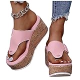 LLDG Damen Keilabsatz Sandalen mode Zehentrenner Hausschuhe Römische Flip Flops Flache Plattform schlappen Sommer Offene Schuhe Elegante Plateausohle Slippers mode Strandsandalen Sommerschuhe