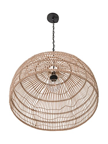 image for KOUBOO 1050100 Open Weave Cane Rib Dome Hanging Ceiling Lamp, One Size