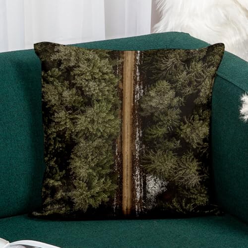 Coussin forêt de sapins en similicuir blanc pour votre salon