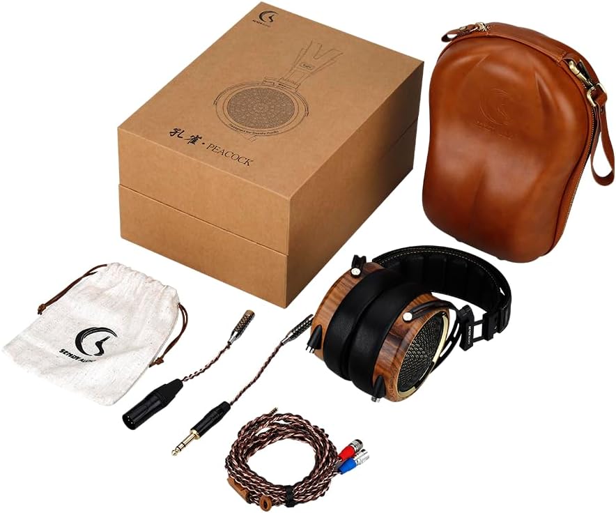 SENDYAUDIO -Peacock Classic, Elegant & Luxury HiFi Planar Magnetic Wood Headphone (Gold)