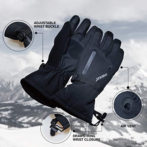 Phrixus Ski & Snow Gloves Winter Waterproof Gloves For Men & Women For Cold Weather Skiing, Snowboarding With Touch Screen, 3M Thinsulate, Synthetic Leather Palm, Wrist Leashes #TOP5