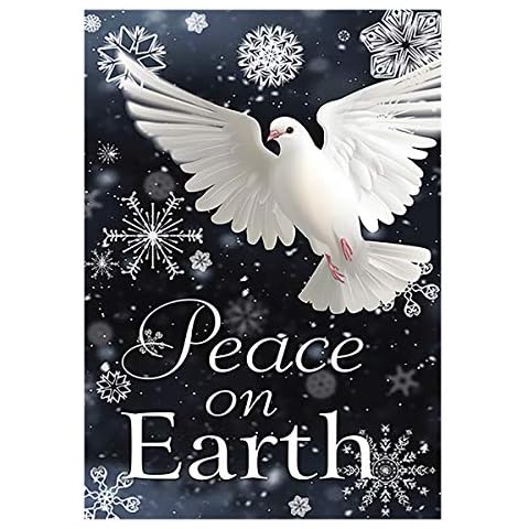 Morigins Peace on Earth Pigeon Decorative Snowflake Winter Garden Flag 12.5 x 18 inch Cover