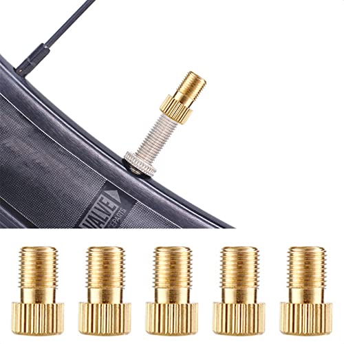 KIEVODE 5 PCS Bike Presta Valve Adapter - Convert Presta Valve to Schrader, Works with Air Compressors, Pumps, and More, Brass Tool for Mountain and Road Bicycles