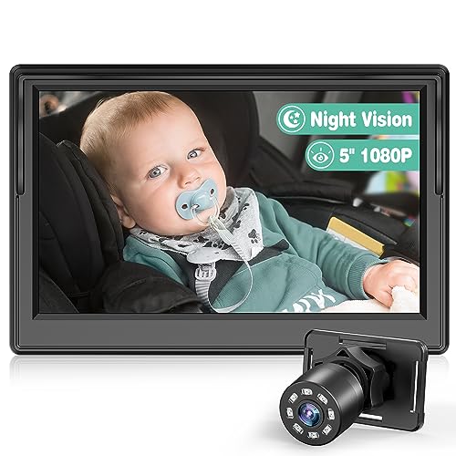 Image of Itomoro Baby Car Camera Back Seat Car Monitor for Baby with 5" Display 1080P HD Resolution, Wide View Car Seat Mirror Night Vision Function, Reusable Sucker Bracket Easily Observe The Baby's Move…