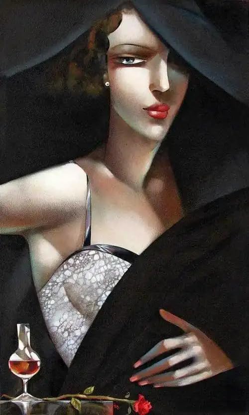 Tableau vintage Tamara de Lempicka pour remplacer un mur vide par une illustration murale 100x50cm