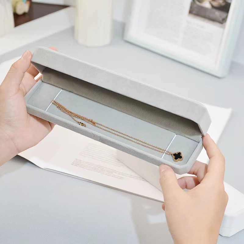 Image of 1Pc 22*5.5*3.5cm Small Grey Velvet Bracelet Gift Boxes for Presents Bracelet Box Gift Bracelet Box Bulk Long Bracelet Box Packaging Jewelry Box Gift Box for Neckalce for Earrings Chain Gift Box