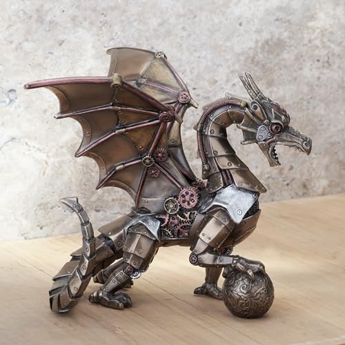 Estatua de Dragón Steampunk en Resina con Acabado Bronce miniatura 5
