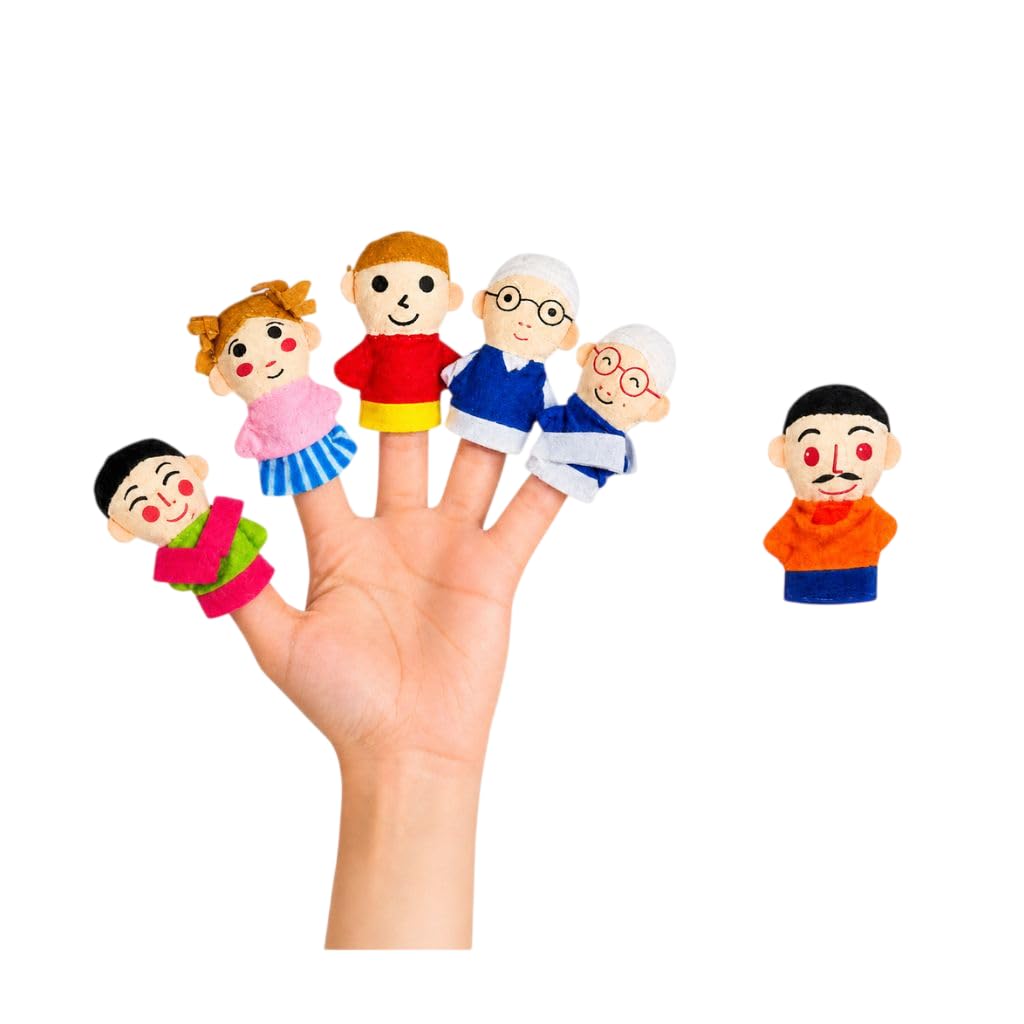Family Characters Finger Puppet Toy for Kids | 6 Pc Soft Finger Puppets Set with Family Characters | Educational Role-Play Learning Toy & Storytelling Activity Set | Toddler Creative Play-image-30