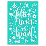 Chalk Transfers Follow Your Heart Stencils Silk Screen Stencils Silkscreen Self Adhesive Reusable...
