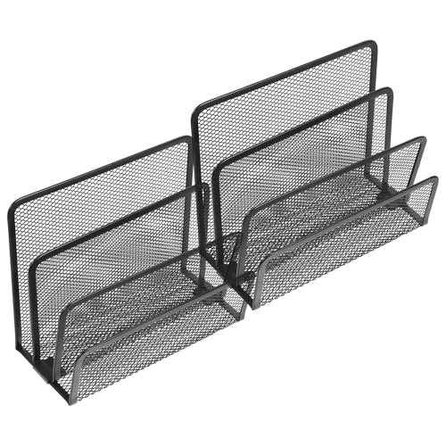 Angoily Organizador de Documentos de Hierro Negro 2piezas Diseño Simple para Oficina y Biblioteca, Soporte para Cartas y Archivos Que Mantiene los Folios Ordenados