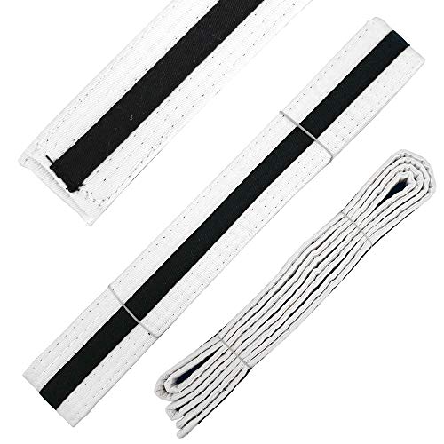 Martial Arts Belt White Belt with Mixed Color Stripe for Martial Arts - Taekwondo Karate Judo (0, Black Stripe)