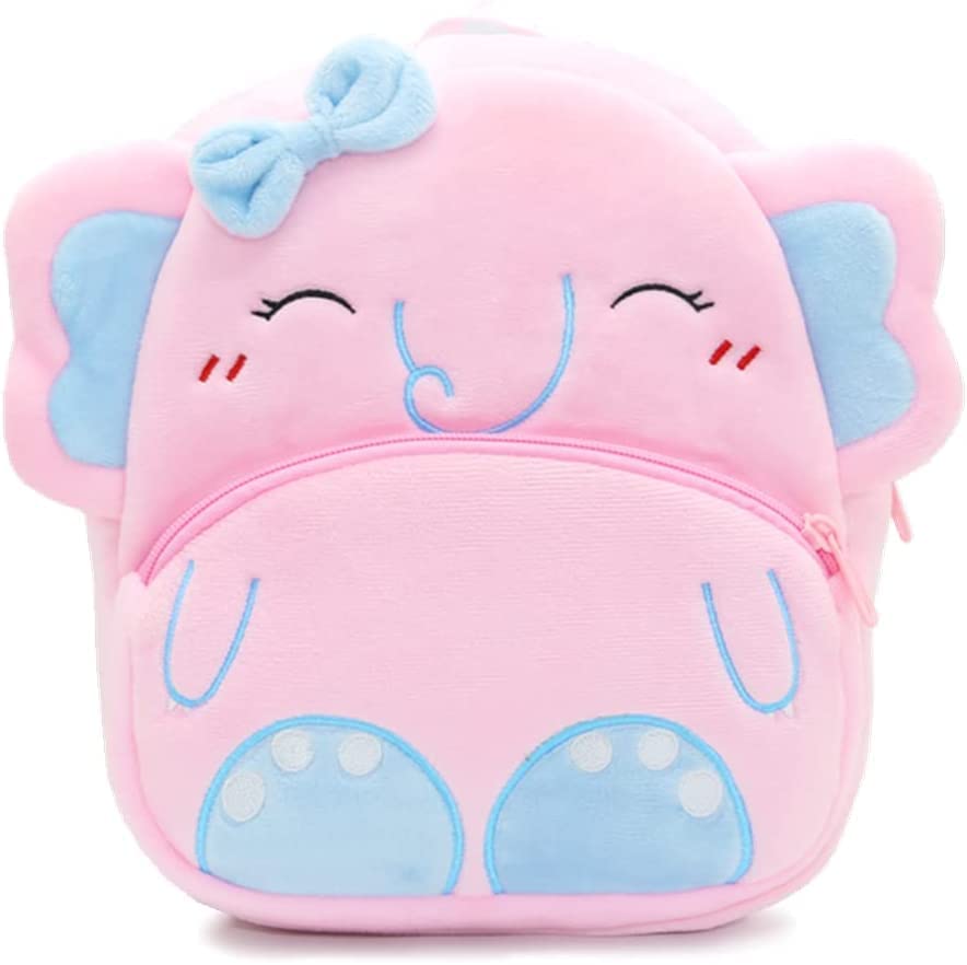 Image of blue tree Cute Boy's and Girl's Plush Bag Medium Quality Full Embroidery Designs Mini Travel Backpack Mango (Mango-Pink Elephant)