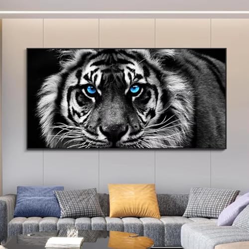 Peinture murale tigre noir et blanc pour habiller un grand mur vide