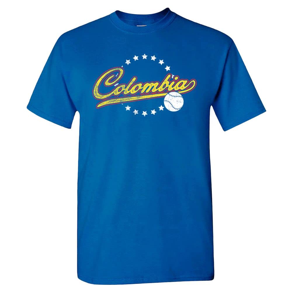 Baseball Vintage Team Men's Retro Fan Apparel, Colombia - Royal Shirt, XXL