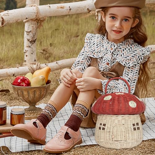 Panier à champignons en rotin maison de 11 pouces, accessoire photo enfant