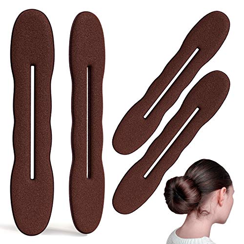 Andlane Hair Bun Maker Foam Sponge Bun Shaper (2 Small 2 Large - Brown)