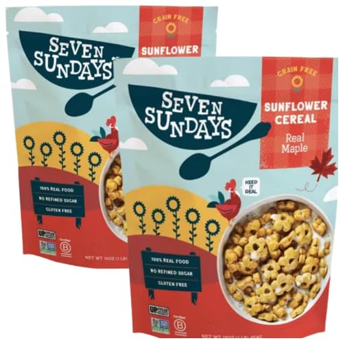 Seven Sundays Sunflower Cereal, Maple Sea Salt, Grain & Gluten Free, 5g Upcycled Protein, 0g Refined Sugar, Salty Sweet Snack. 16 Oz Bag (Pack of 2)