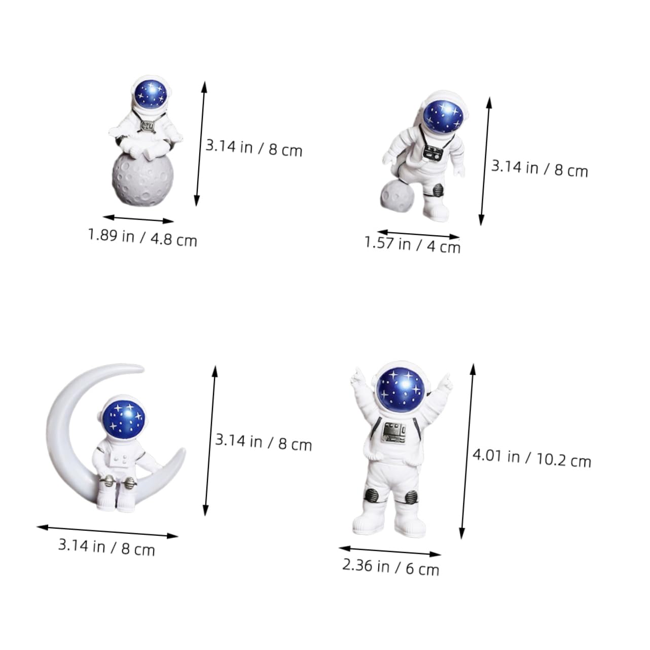 Cabilock 3 Juegos De Estatua De Astronauta Modelo Adorno para El Hogar Figura De Astronauta Modelo Mini Estatuilla De Astronauta Figuras De Astronauta De Resina Modelo De Astronauta Adorno