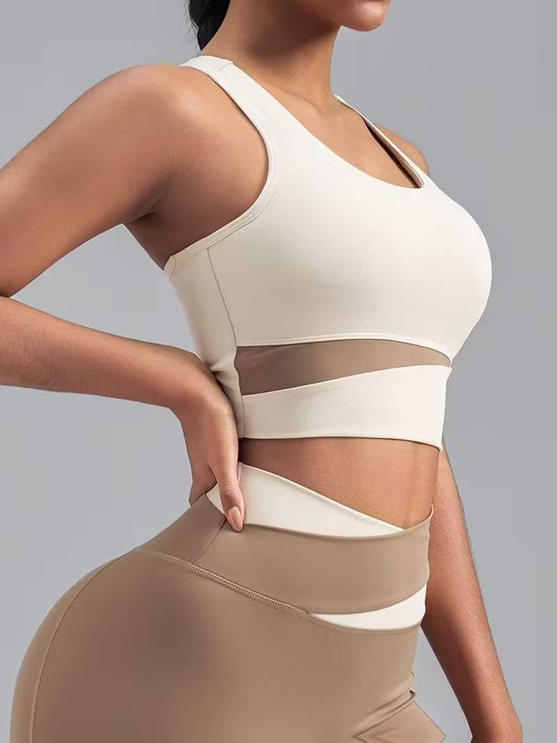Ensemble de yoga 4 pièces pour femme avec fermeture éclair - Veste à manches longues - Leggings de sport rembourrés - Pour course à pied, fitness - Survêtement sans couture