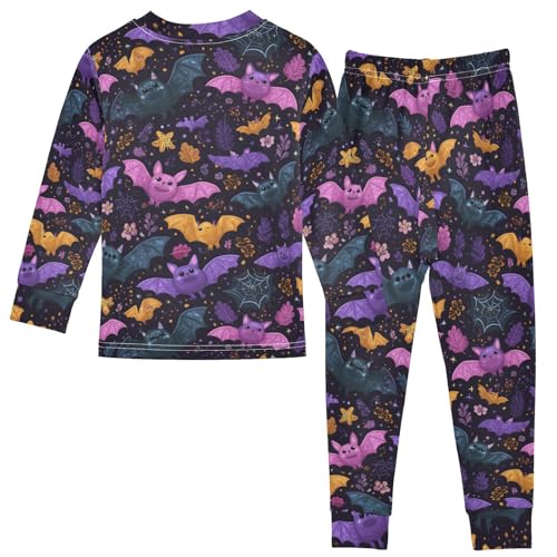 Pajama Sets Long Sleeve Cute Bats Flying Nightly Soft Comfy Sleepwear 2 Piece PJS 3-8T3